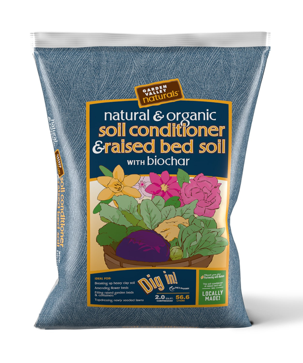 Natural & Organic Soil Conditioner & Raised Bed Soil with Biochar 2 cu ft Bag